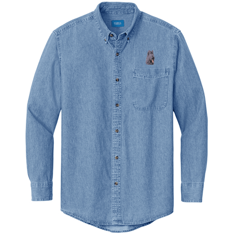 Briard Embroidered Men's Denim Shirt