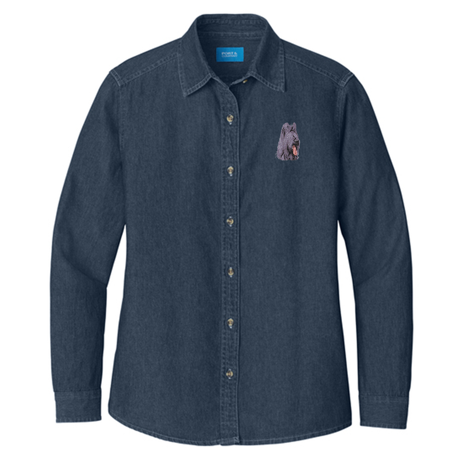 Briard Embroidered Women's Denim Shirt