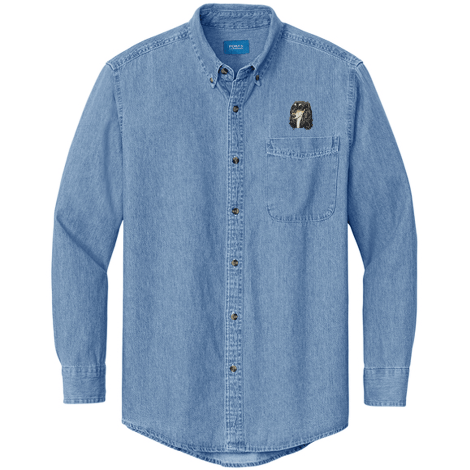 Saluki Embroidered Men's Denim Shirt