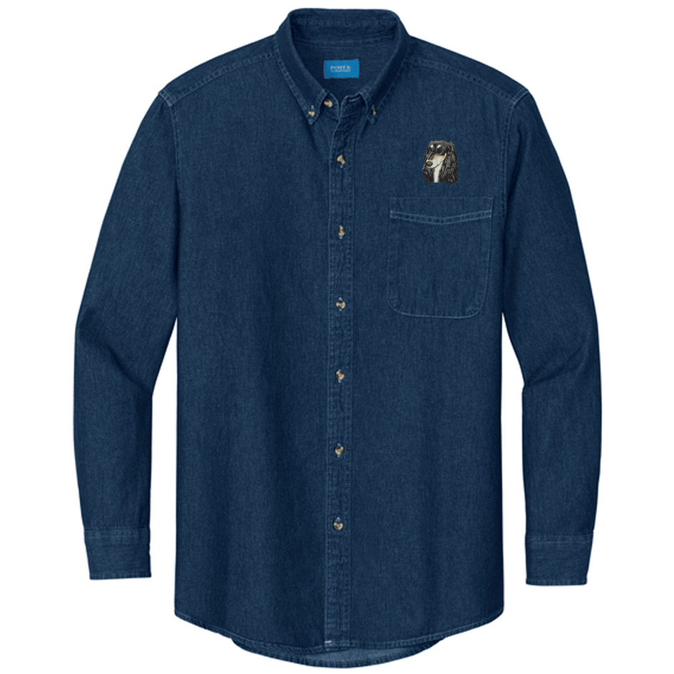 Saluki Embroidered Men's Denim Shirt