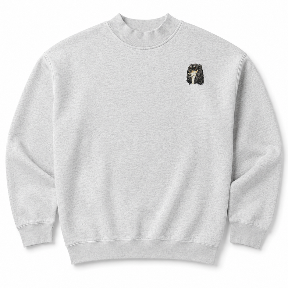 Saluki Embroidered Mock Neck Sweatshirt