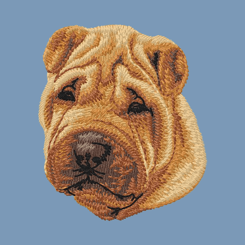 Chinese Shar-Pei Embroidered Men's Denim Shirt