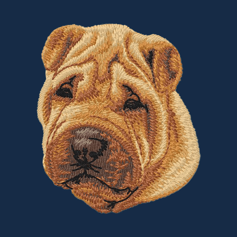 Chinese Shar-Pei Embroidered Men's Denim Shirt