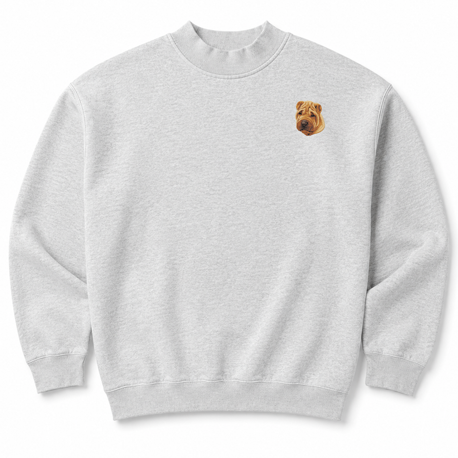 Chinese Shar-Pei Embroidered Mock Neck Sweatshirt