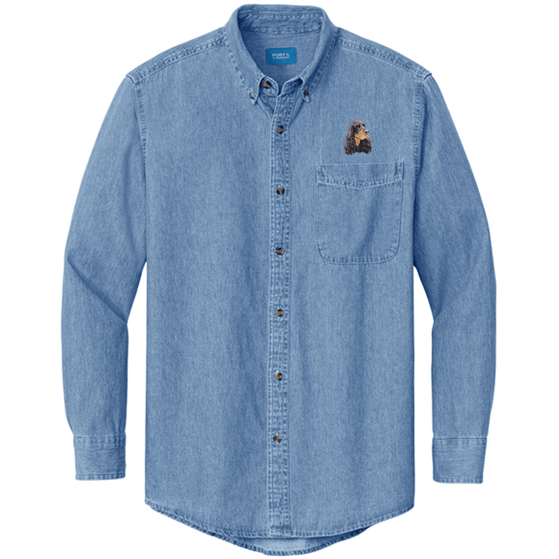 Gordon Setter Embroidered Men's Denim Shirt