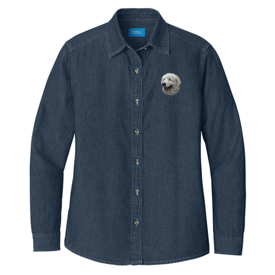 Kuvasz Embroidered Women's Denim Shirt