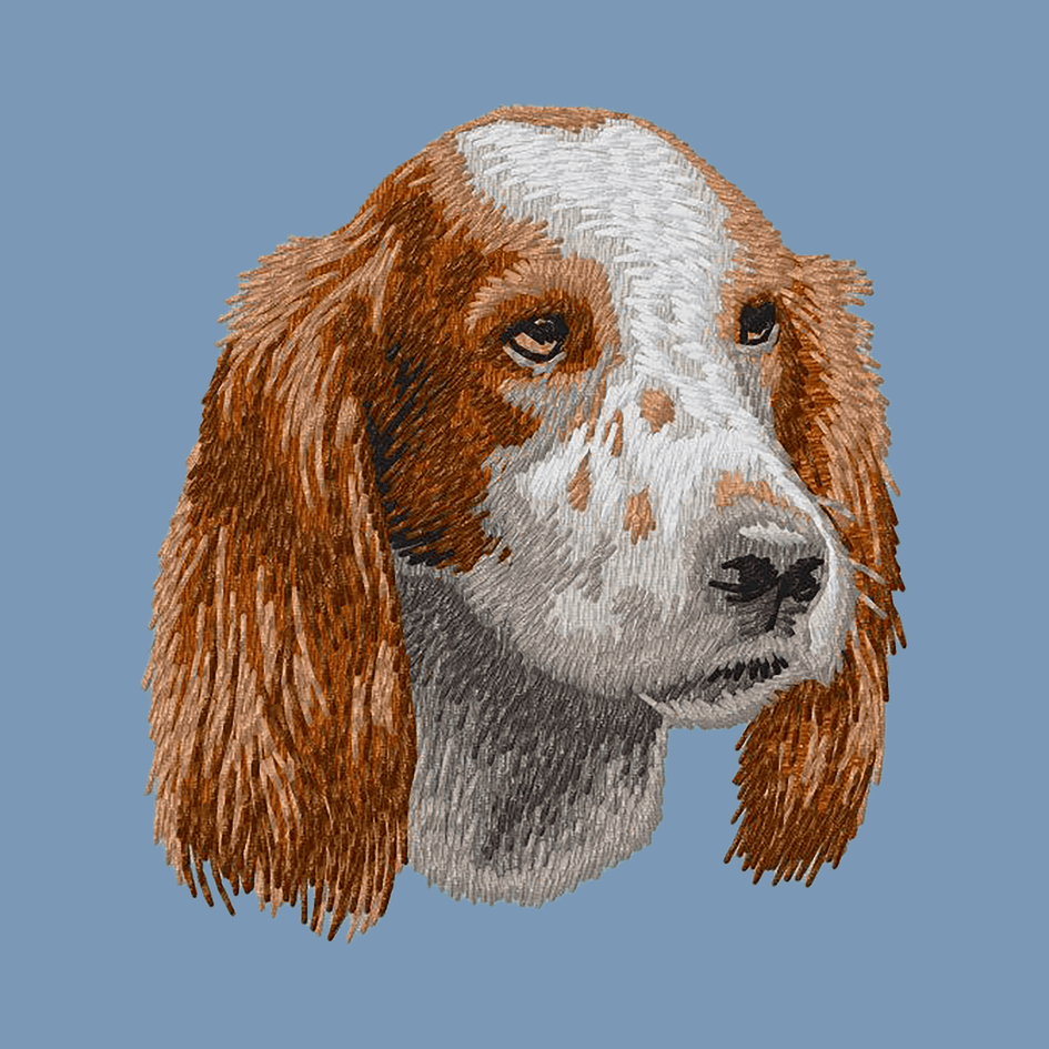 Irish Red and White Setter Embroidered Men's Denim Shirt