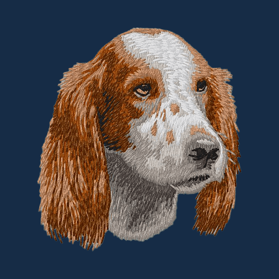 Irish Red and White Setter Embroidered Men's Denim Shirt