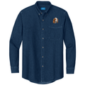 Irish Red and White Setter Embroidered Men's Denim Shirt