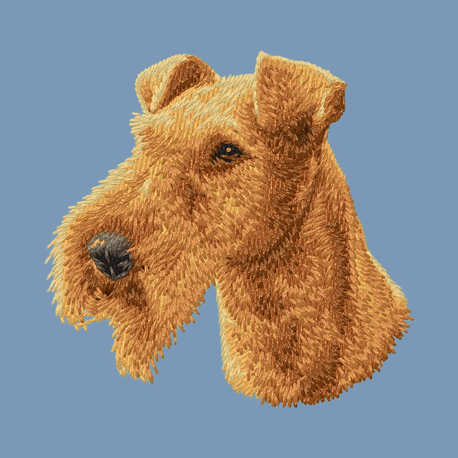 Irish Terrier Embroidered Men's Denim Shirt