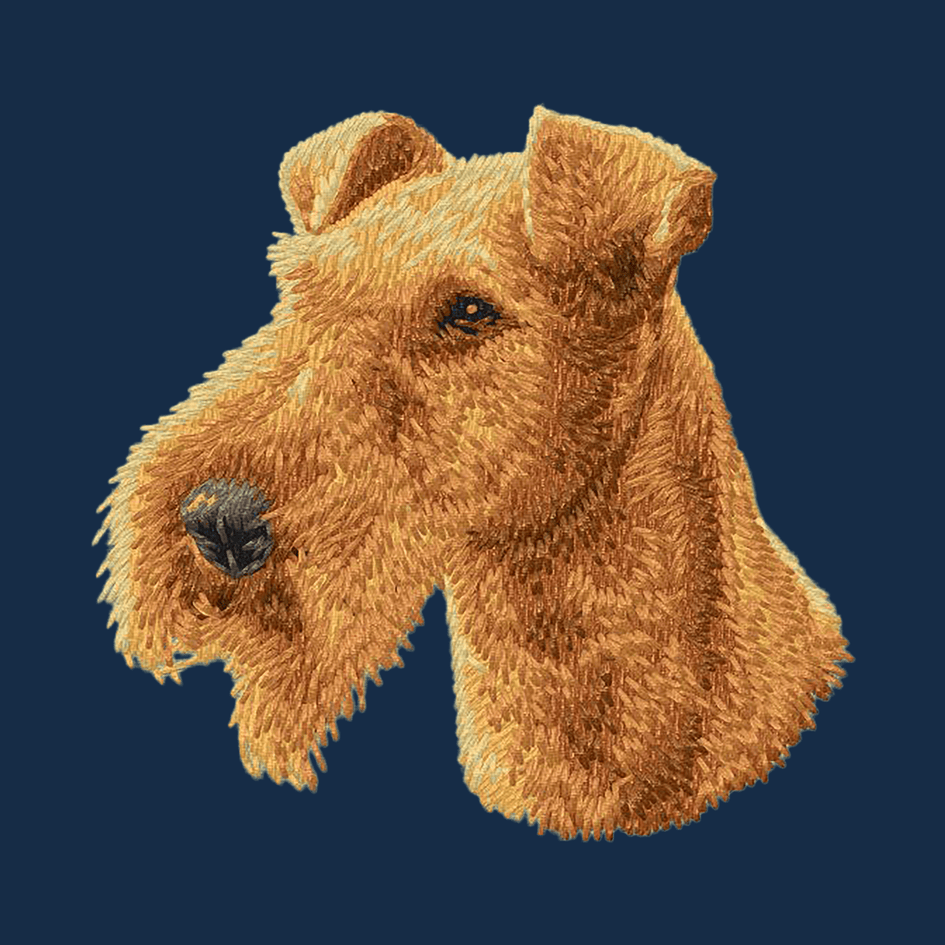 Irish Terrier Embroidered Men's Denim Shirt