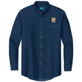 Shiba Inu Embroidered Men's Denim Shirt