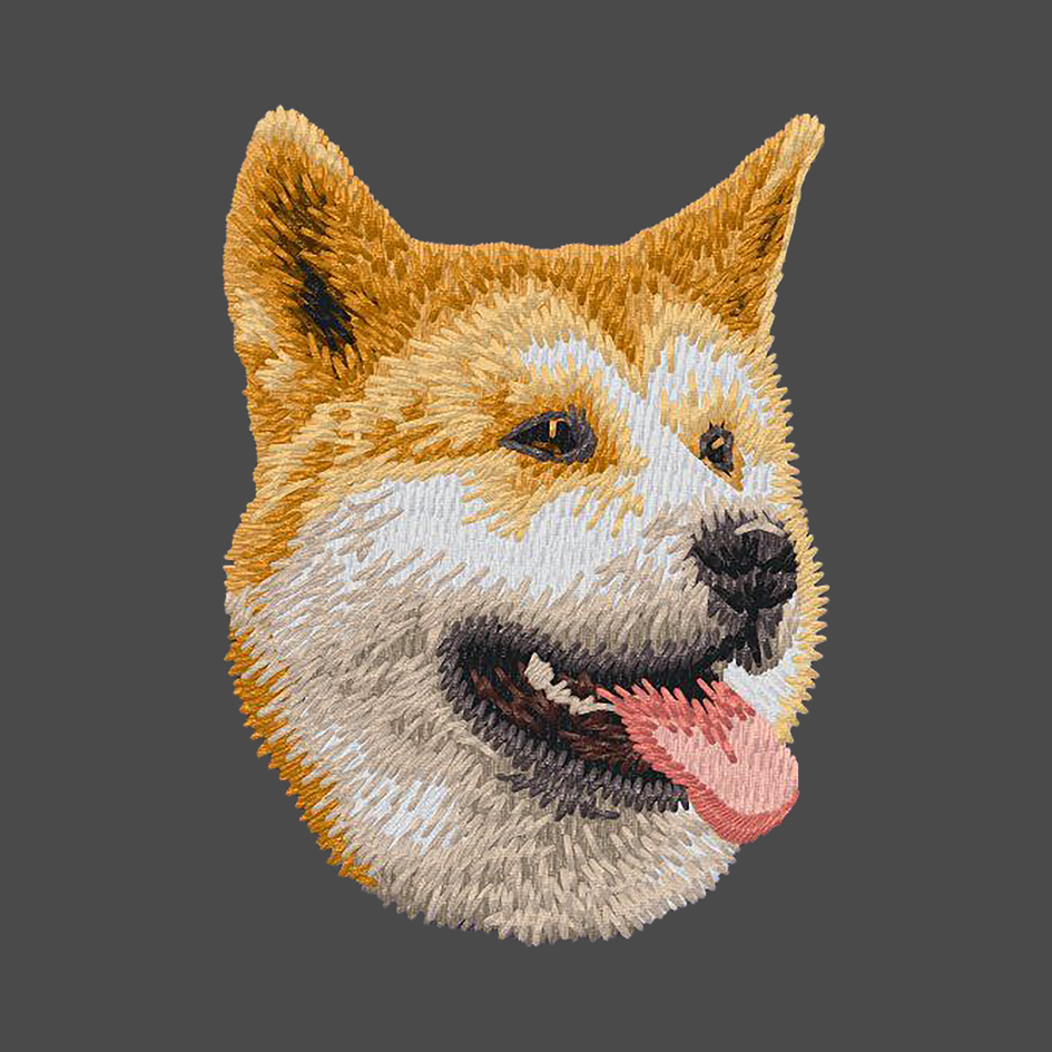Shiba Inu Embroidered Men's Fleece Jacket