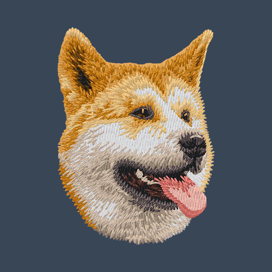 Shiba Inu Embroidered Women's Denim Shirt