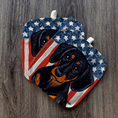 Dachshund  Americana Pot Holder Set