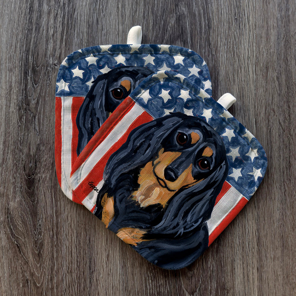 Dachshund  Americana Pot Holder Set