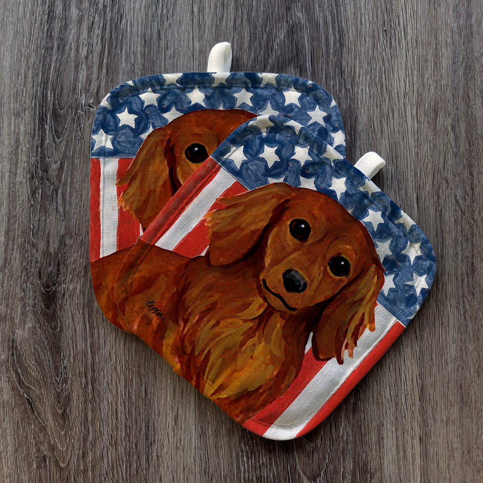 Dachshund  Americana Pot Holder Set