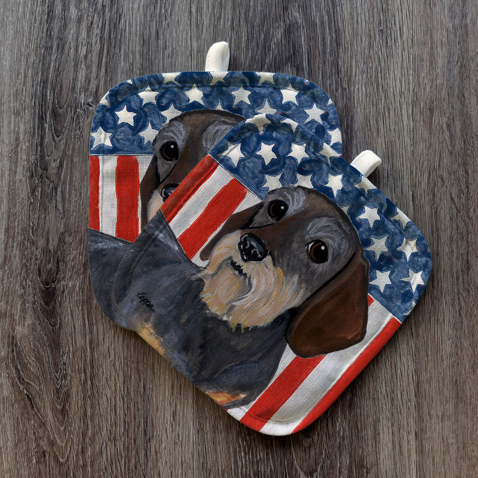 Dachshund  Americana Pot Holder Set