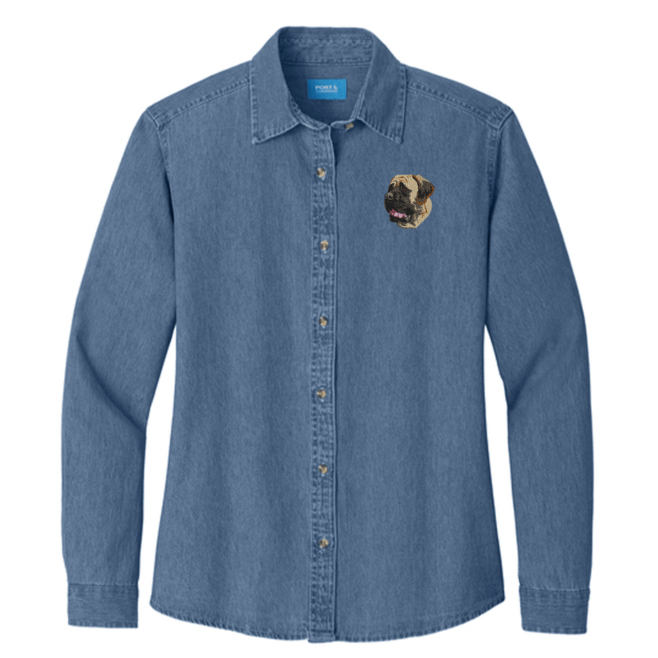 Mastiff Embroidered Women's Denim Shirt