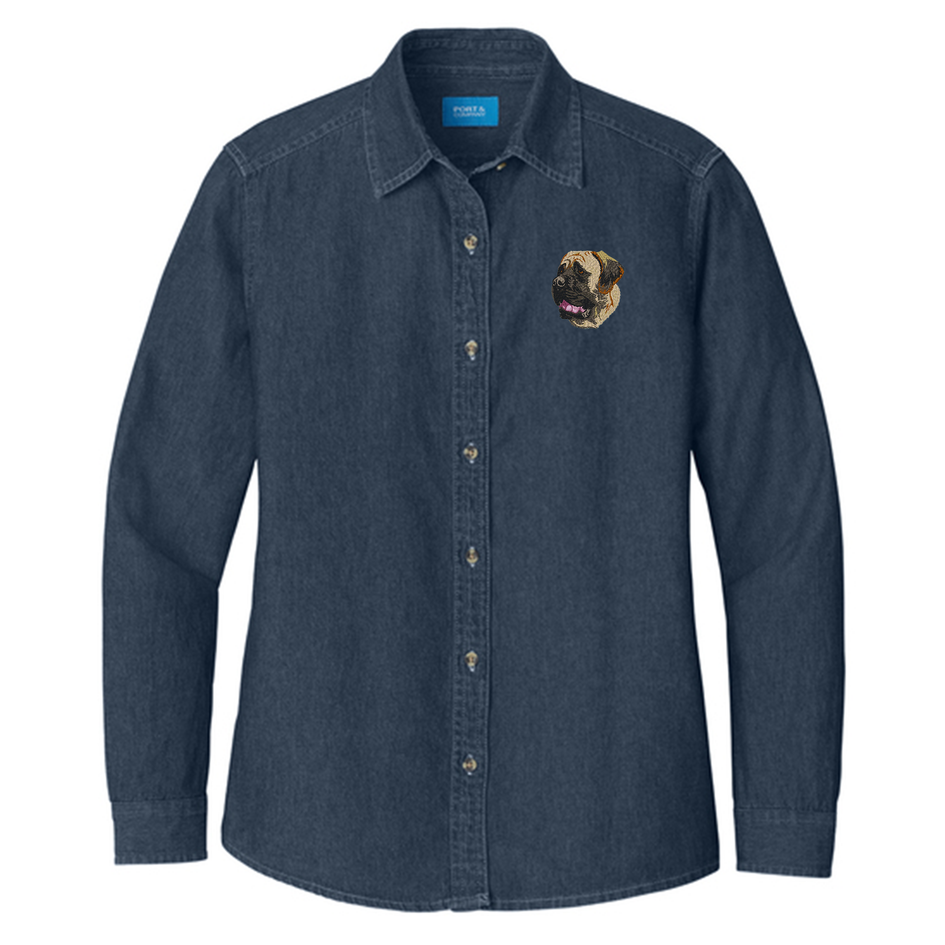 Mastiff Embroidered Women's Denim Shirt