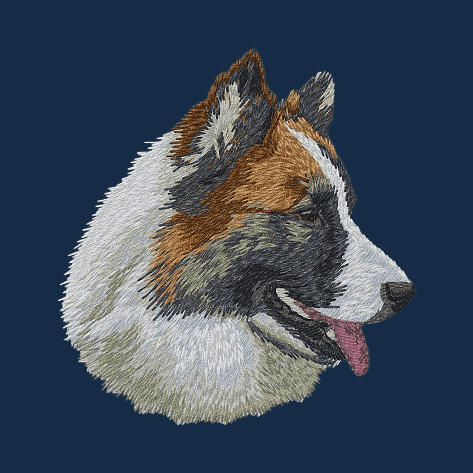 Icelandic Sheepdog Embroidered Men's Denim Shirt
