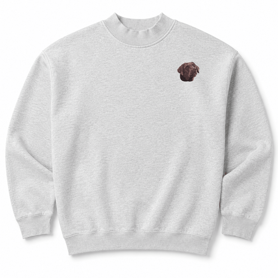 Labrador Retriever Embroidered Mock Neck Sweatshirt