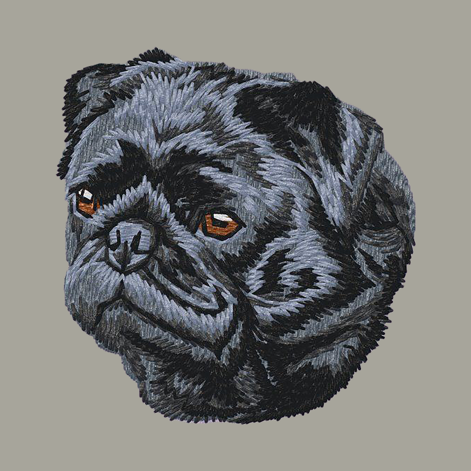 Pug Embroidered Classic Long Sleeve Shirt