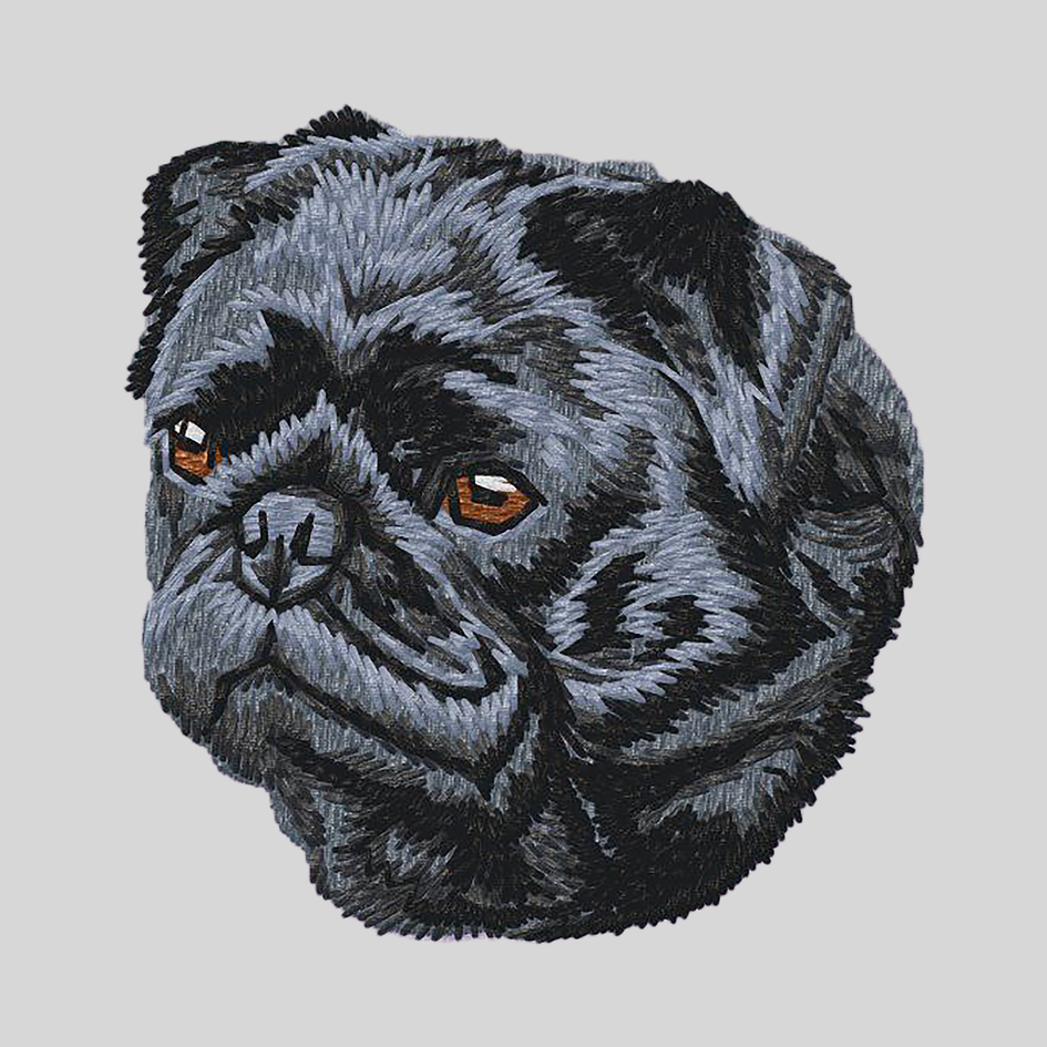 Pug Embroidered Mock Neck Sweatshirt
