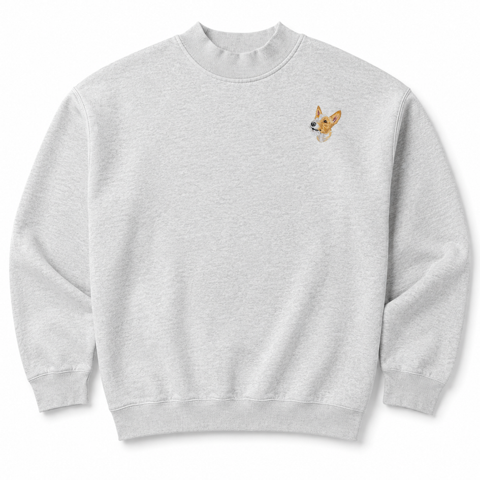Portuguese Podengo Embroidered Mock Neck Sweatshirt