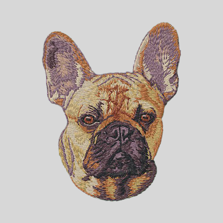 French Bulldog Embroidered Mock Neck Sweatshirt