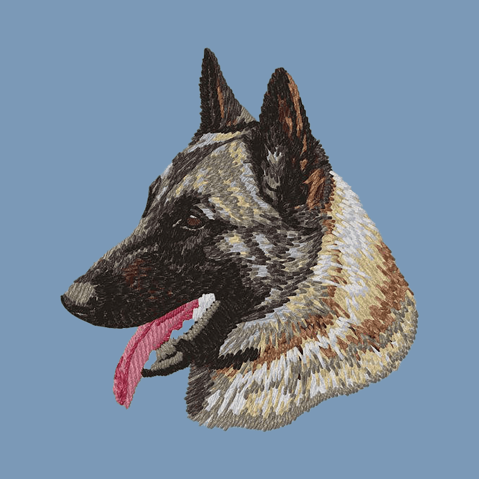 Belgian Malinois Embroidered Men's Denim Shirt