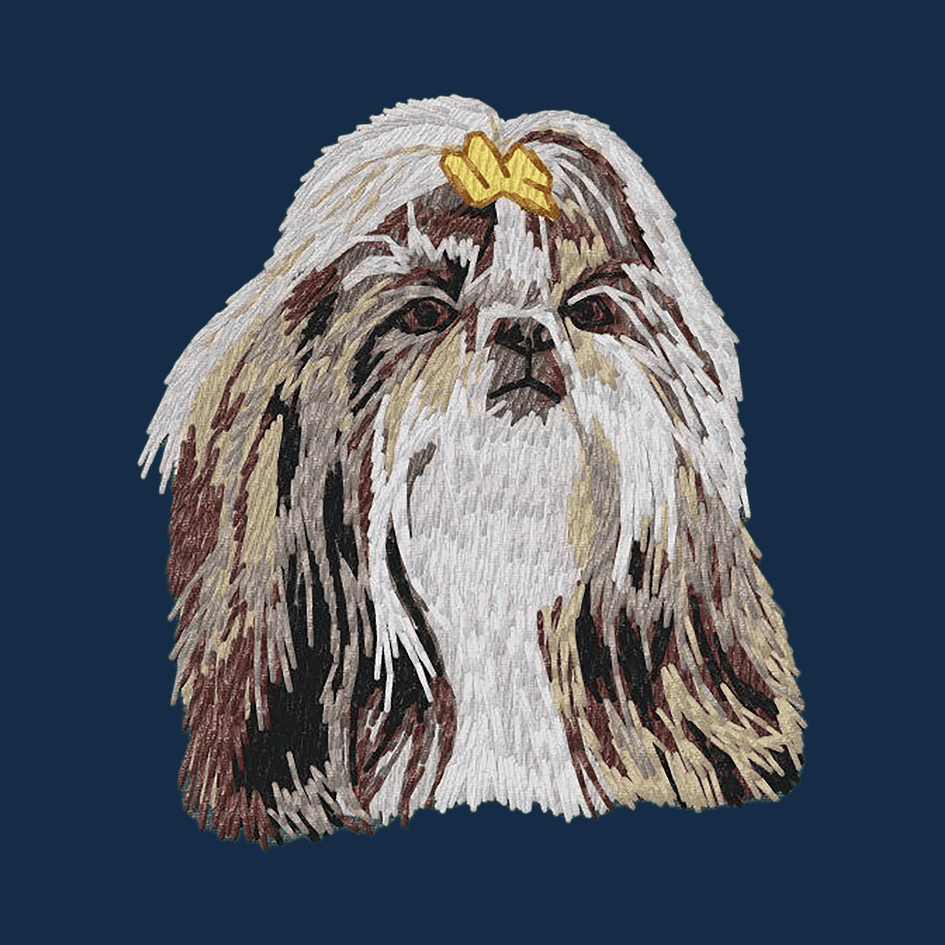 Shih Tzu Embroidered Men's Denim Shirt