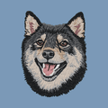 Shiba Inu Embroidered Men's Denim Shirt