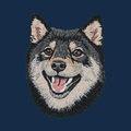 Shiba Inu Embroidered Men's Denim Shirt