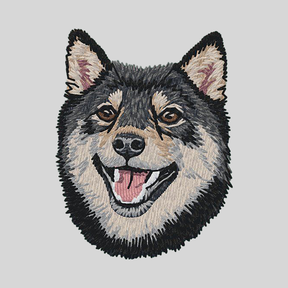 Shiba Inu Embroidered Mock Neck Sweatshirt
