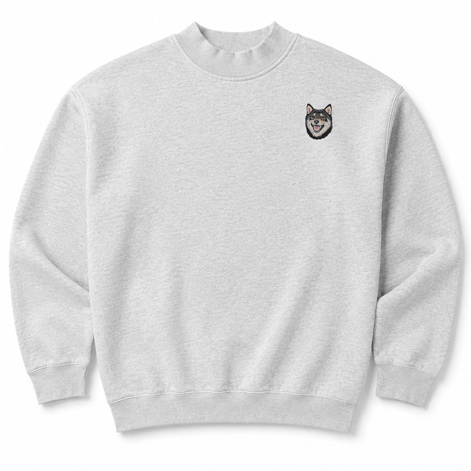 Shiba Inu Embroidered Mock Neck Sweatshirt