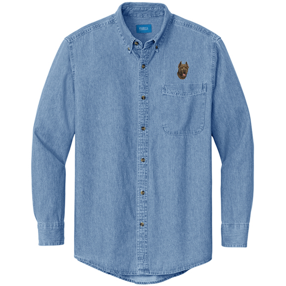 Cane Corso Embroidered Men's Denim Shirt