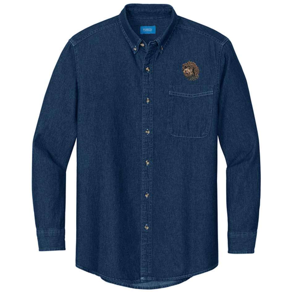 Lagotto Romagnolo Embroidered Men's Denim Shirt