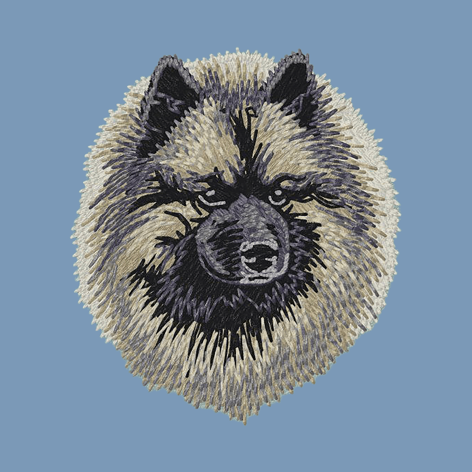 Keeshond Embroidered Men's Denim Shirt