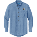 Keeshond Embroidered Men's Denim Shirt