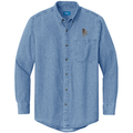 Wirehaired Pointing Griffon Embroidered Men's Denim Shirt
