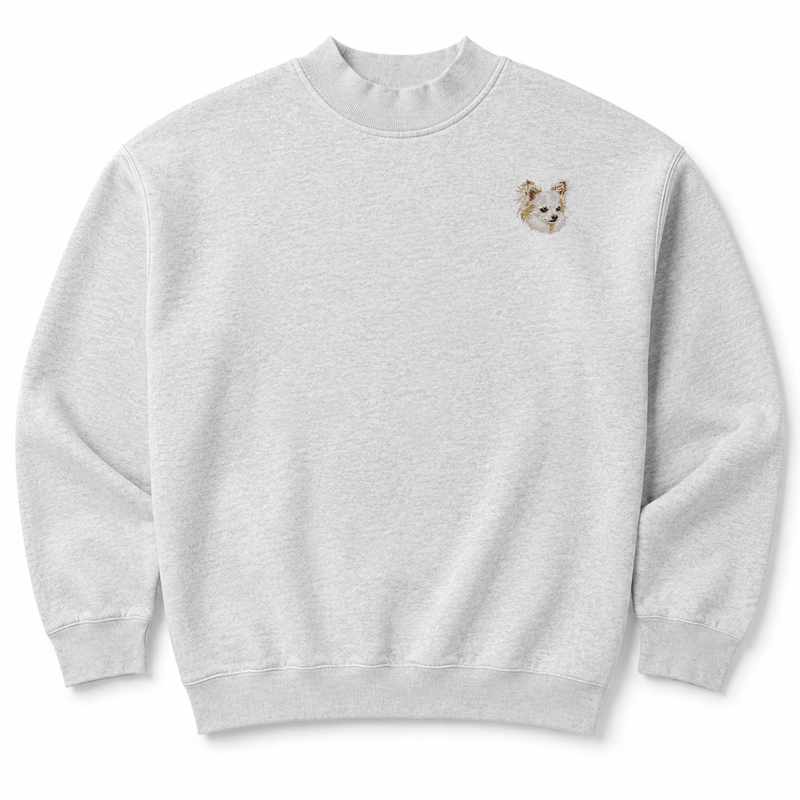 Chihuahua Embroidered Mock Neck Sweatshirt