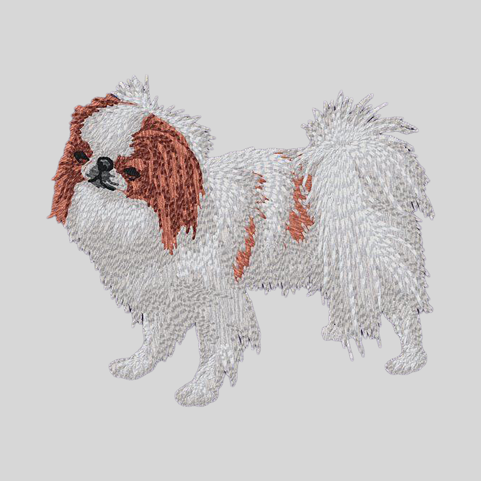 Japanese Chin Embroidered Mock Neck Sweatshirt