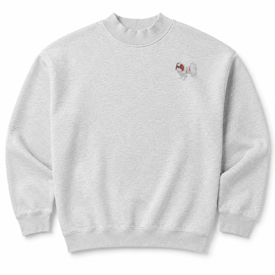 Japanese Chin Embroidered Mock Neck Sweatshirt
