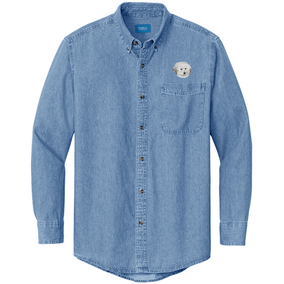 Coton de Tulear Embroidered Men's Denim Shirt