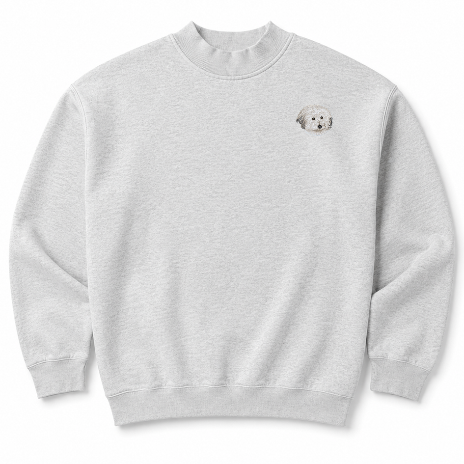 Coton de Tulear Embroidered Mock Neck Sweatshirt