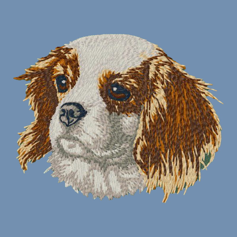 Cavalier King Charles Spaniel Embroidered Men's Denim Shirt