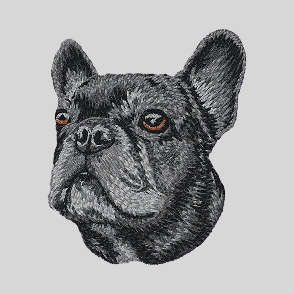 French Bulldog Embroidered Mock Neck Sweatshirt