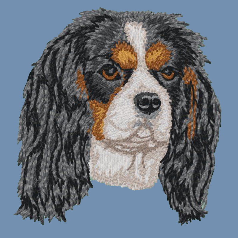 Cavalier King Charles Spaniel Embroidered Men's Denim Shirt