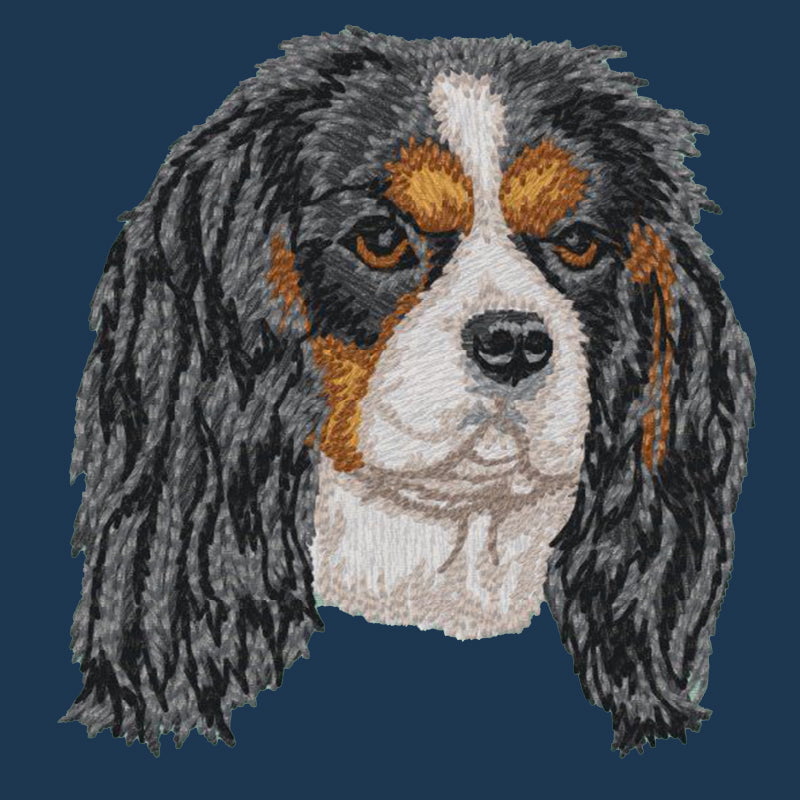 Cavalier King Charles Spaniel Embroidered Men's Denim Shirt